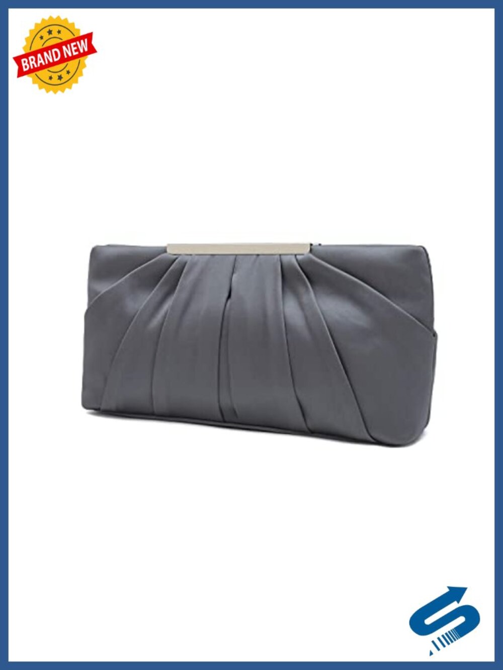 Pleated Satin Clutch Evening Bag Formal Handbag with Chain
